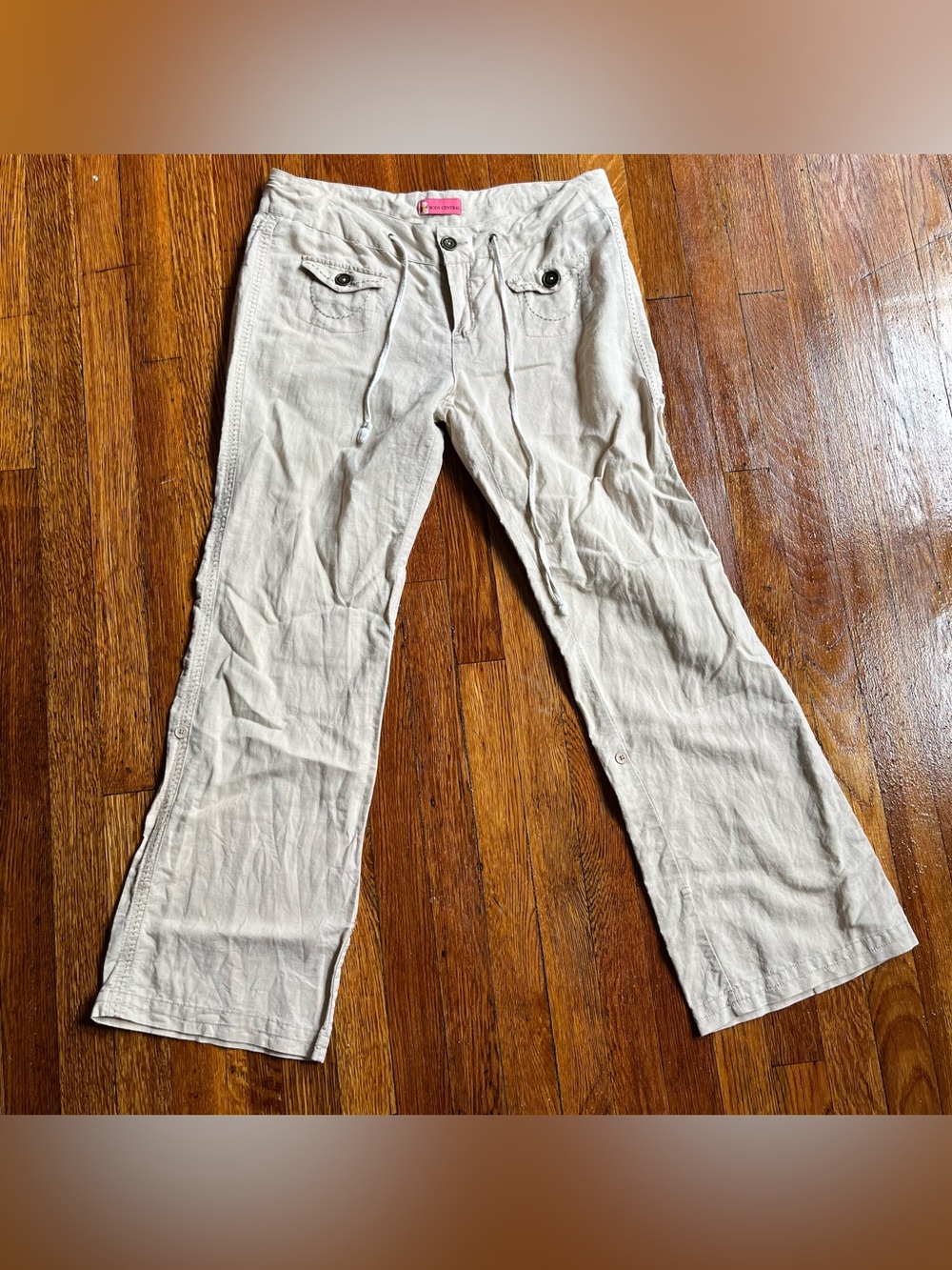 Body central y2k linen cotton blend flare pants